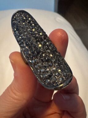 Embellished Gunmetal Rhinestone Statement Ring